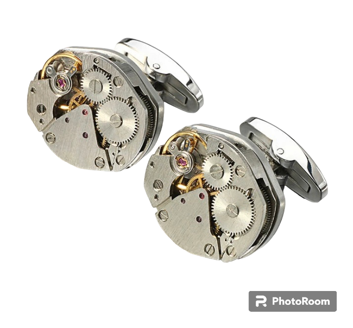 Watch Movement cuff links oval