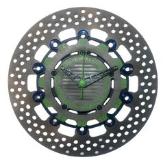 Brake disc clock black with green numbers