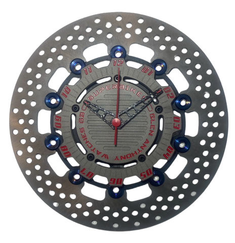 Brake disc clock black with red numbers