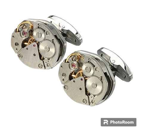 Watch Movement cuff links oval
