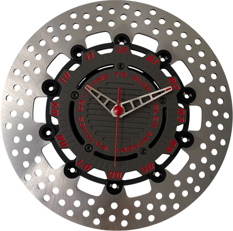 Brake disc clock black with red numbers